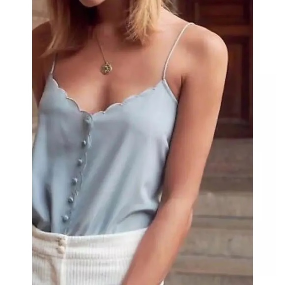 RARE Sézane Athena Celadon Silk Top Size 42 - Picture 1 of 7